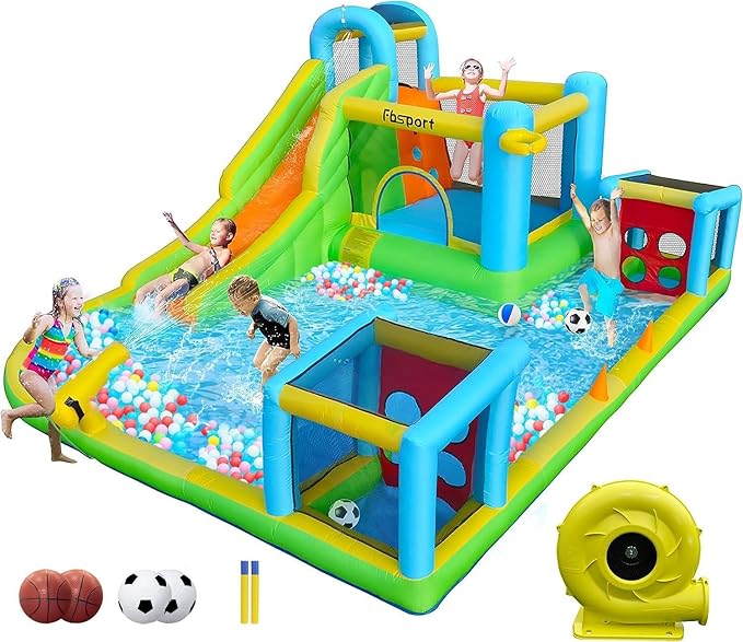 Hüpfburg mit Rutsche Outdoor mit Gebläse 480 x 370 x 210 cm Hüpfburgen Wasserpark