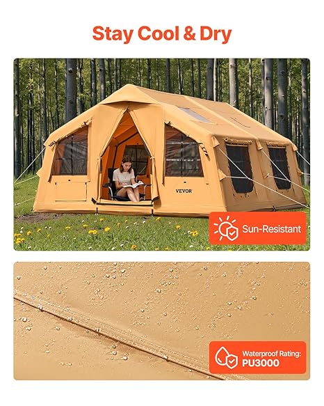 Glampingzelt aufblasbar aufblasbares Zelt für Camping 8-12 Personen mit Handpumpe 4,8 x 3,6 x 2,2 m  – Thumbnail 6