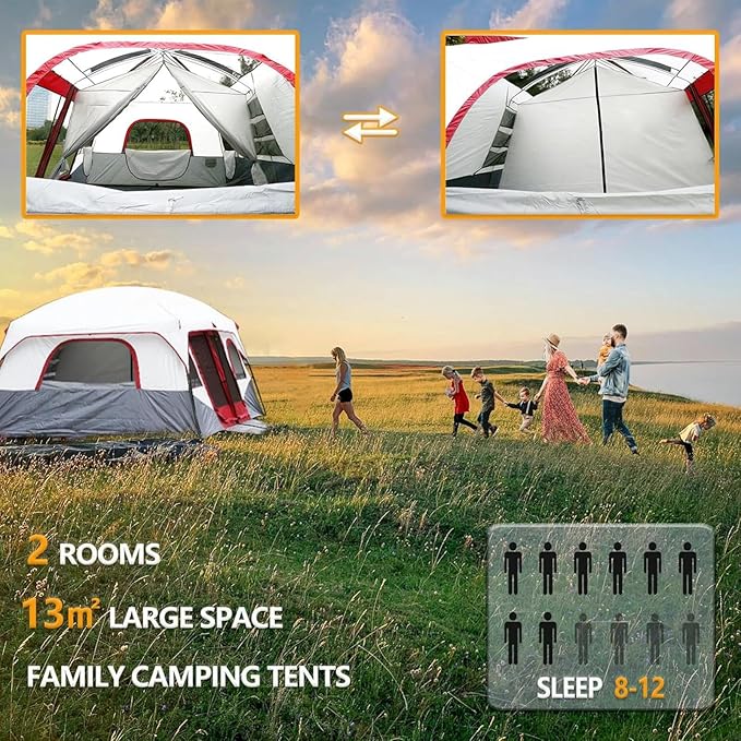 Zelt Campingzelt Festivalzelt Großzelt wasserdicht winddicht mit Stehhöhe Familienzelt 4 Personen – 5
