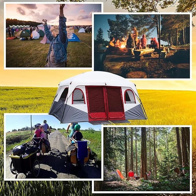Zelt Campingzelt Festivalzelt Großzelt wasserdicht winddicht mit Stehhöhe Familienzelt 4 Personen – Thumbnail 11