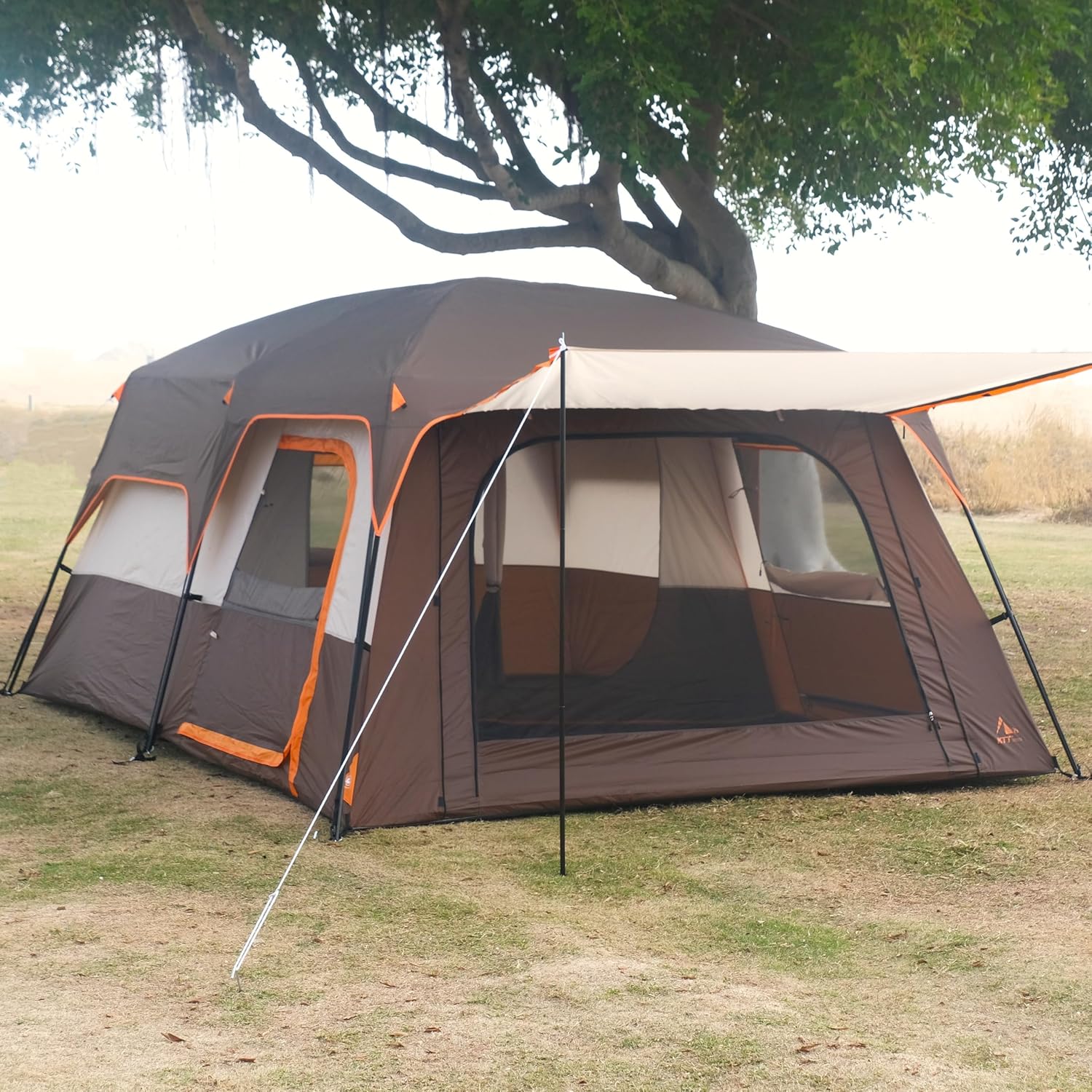 Kabinenzelt Familienkabinenzelt Picknick-Camping 300 x 300 x 210 cm Campingzelt 2 Räume gerade Wand – Thumbnail 7