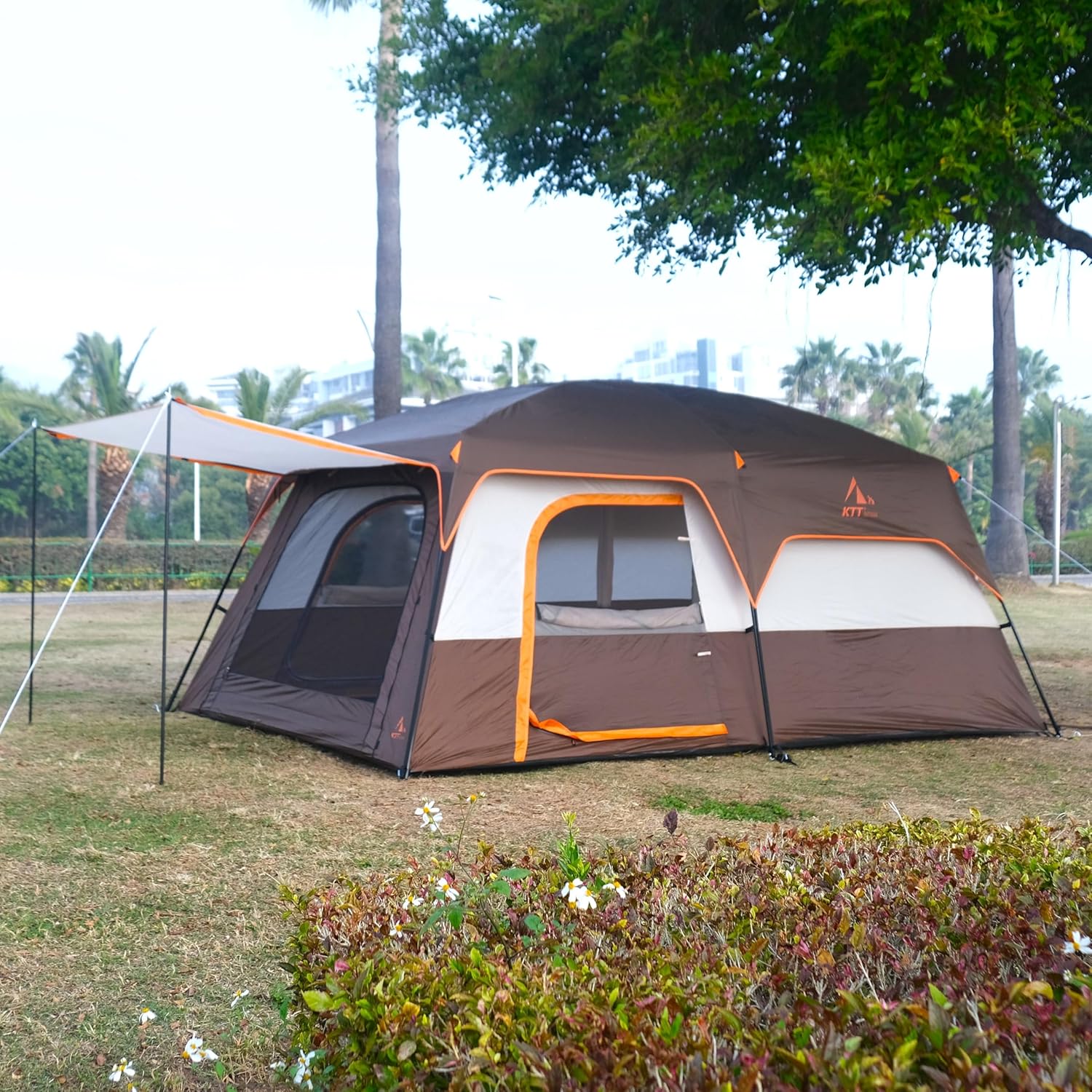 Kabinenzelt Familienkabinenzelt Picknick-Camping 300 x 300 x 210 cm Campingzelt 2 Räume gerade Wand – Thumbnail 11