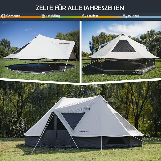 Glockenzelt Campingzelt Glampingzelt Festivalzelt 970 x 520 x 350 für 6-12 Personen reine Baumwolle – 4