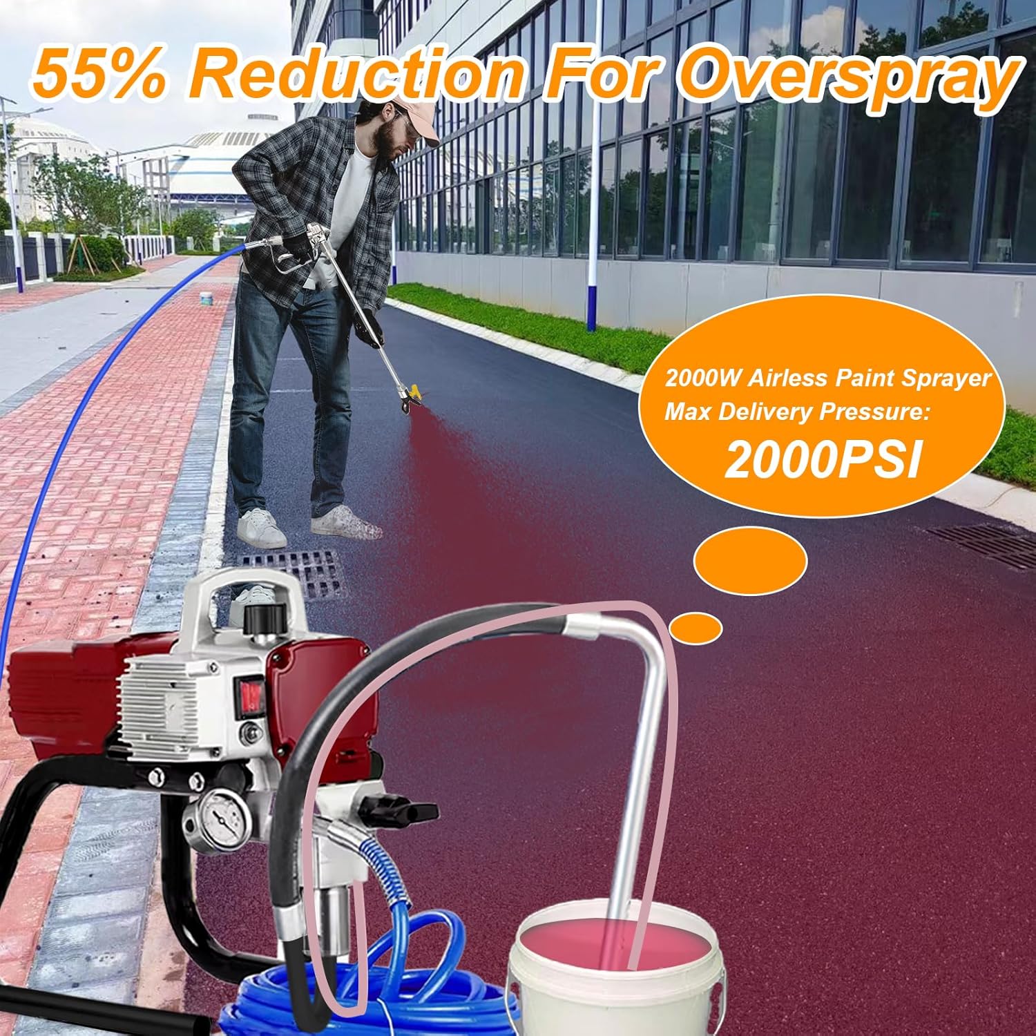 Spritzpistole Airless-Hochdrucksprühgerät Wandfarbsprühgerät Spitzgerät Sprühgerät 2300 W – Thumbnail 15