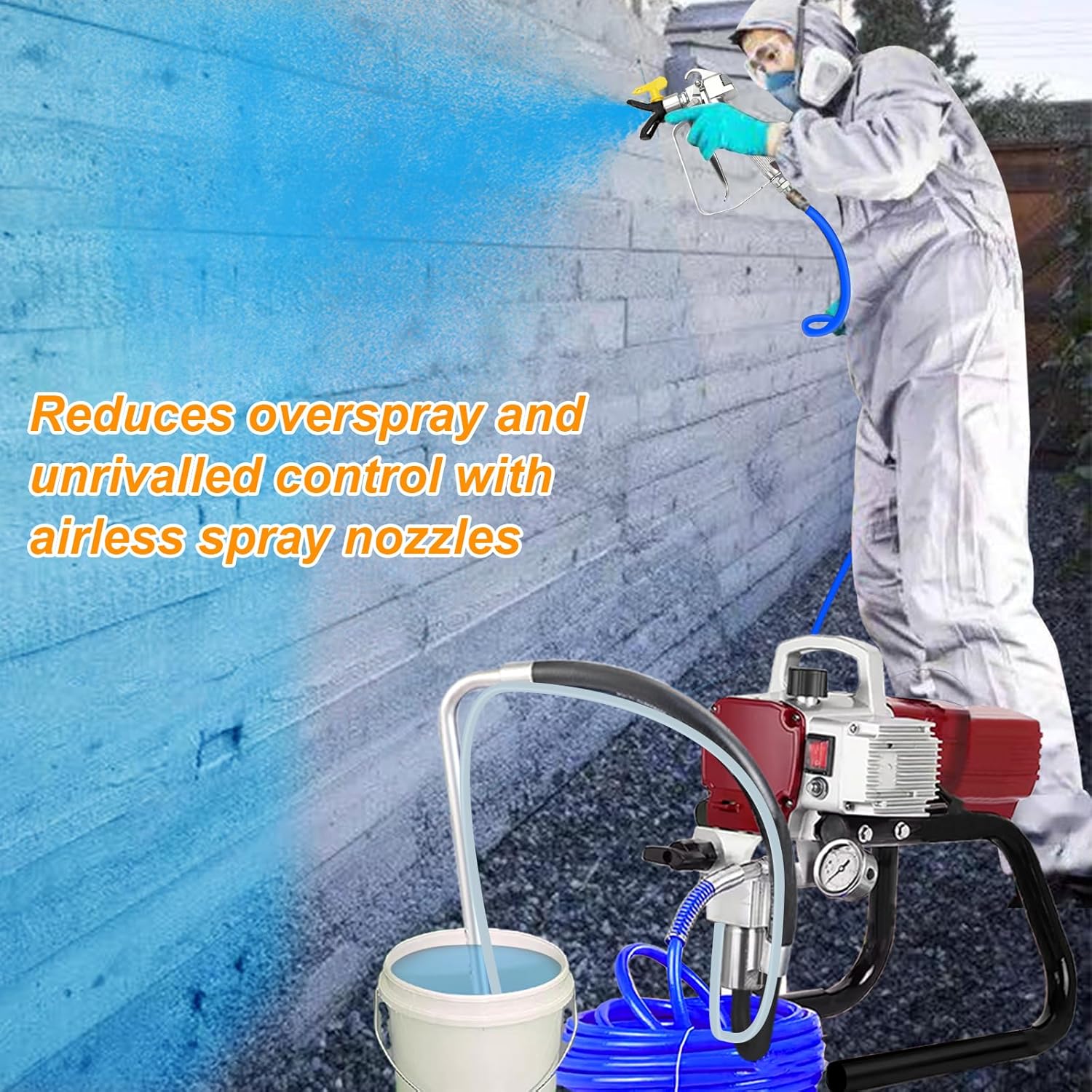 Spritzpistole Airless-Hochdrucksprühgerät Wandfarbsprühgerät Spitzgerät Sprühgerät 2300 W – Thumbnail 17