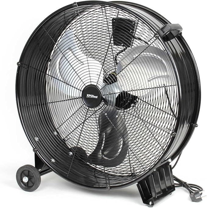 Trommelventilator Standventilator Windmaschine 60 cm 180 W mit Kabel und Rollen 3 Geschwindigkeiten – 2