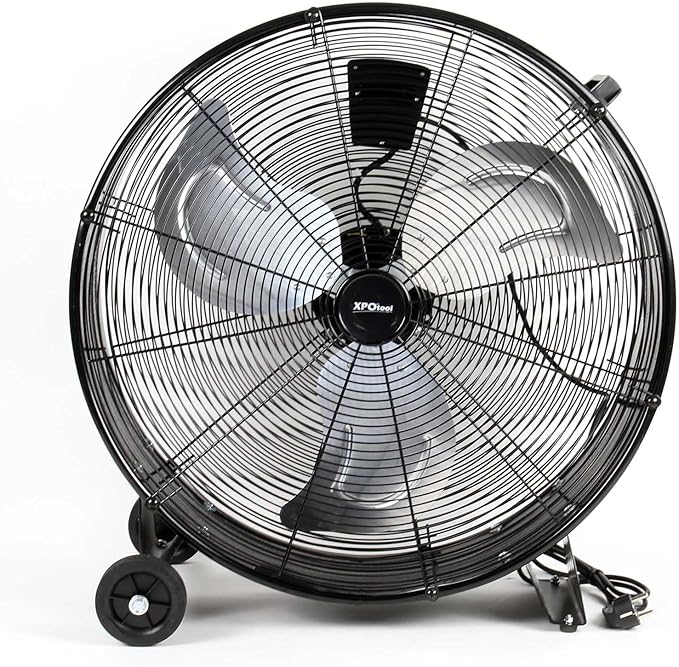 Trommelventilator Standventilator Windmaschine 60 cm 180 W mit Kabel und Rollen 3 Geschwindigkeiten – 3