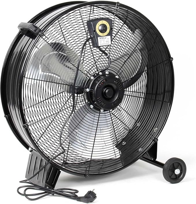 Trommelventilator Standventilator Windmaschine 60 cm 180 W mit Kabel und Rollen 3 Geschwindigkeiten – 4