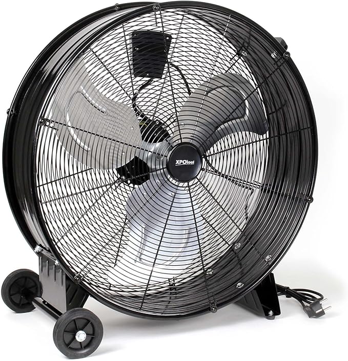 Trommelventilator Standventilator Windmaschine 60 cm 180 W mit Kabel und Rollen 3 Geschwindigkeiten