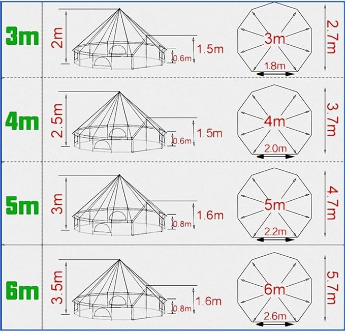 Glockenzelt 5 m Jurte Luxus Glamping Familien-Camping Baumwoll-Canvas im Freien wasserdicht – Thumbnail 6