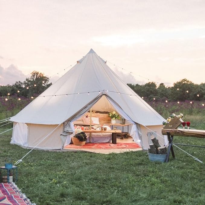 Glockenzelt 5 m Jurte Luxus Glamping Familien-Camping Baumwoll-Canvas im Freien wasserdicht