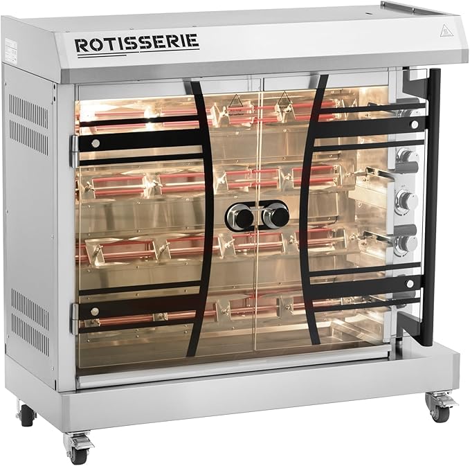 Hähnchengrill Geflügelgrill Drehspieß Drehspießgrill Spießbratengrill elektrisch 4 Spieße Beleuchtun