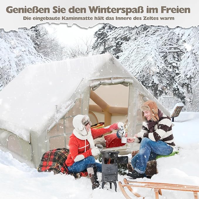 Glampingzelt aufblasbar 400 x 300 x 210 cm aufblasbares Campingzelt für 4–8 Personen großes Outdoor – 5