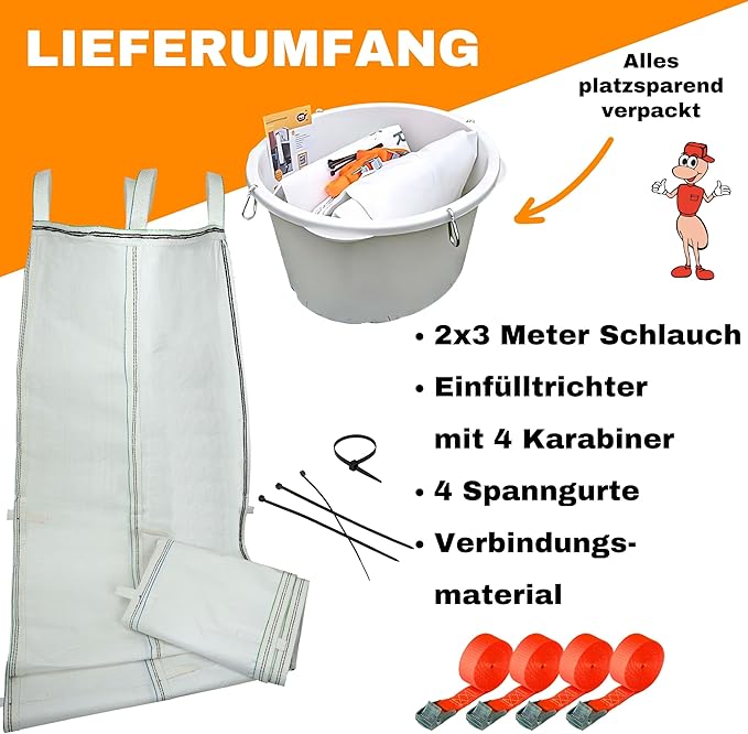 Schuttrutsche Bauschuttrutsche Bauschuttentsorgung 6 m flexibel 2x3m Schläuche hohe Standfestigkeit – 5