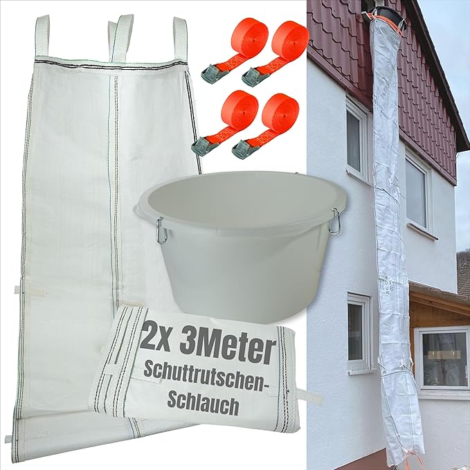 Schuttrutsche Bauschuttrutsche Bauschuttentsorgung 6 m flexibel 2x3m Schläuche hohe Standfestigkeit