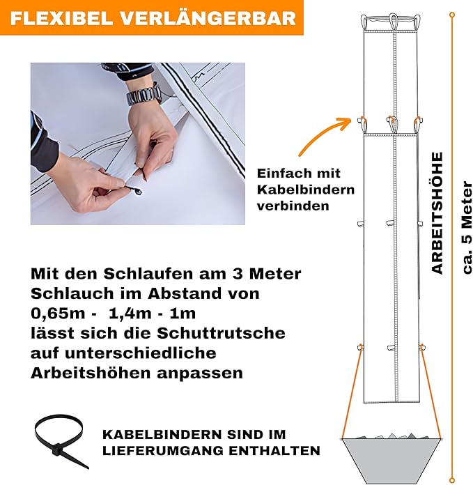 Bauschuttentsorgung Bauschuttrutsche Schuttrutsche 12 m flexibel 4x3m Schläuche hohe Standfestigkeit – 4