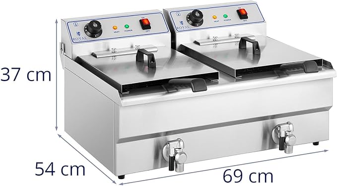 Elektro-Fritteuse Starkstrom Fritteuse Gewerbe-Fettfritteuse 2x16 L 2 x 6.000 Watt 380 V Starkstrom – 2