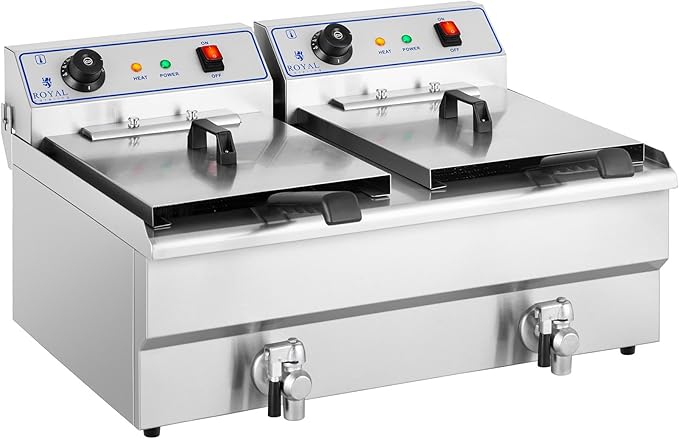 Elektro-Fritteuse Starkstrom Fritteuse Gewerbe-Fettfritteuse 2x16 L 2 x 6.000 Watt 380 V Starkstrom