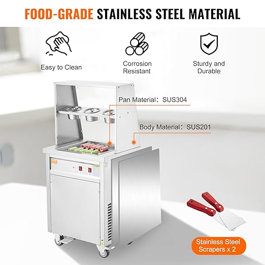 Eismaschine zum Frittieren Eisbereiter von Eisrollen quadratische 14 x 14 Zoll große Pfanne – Thumbnail 9