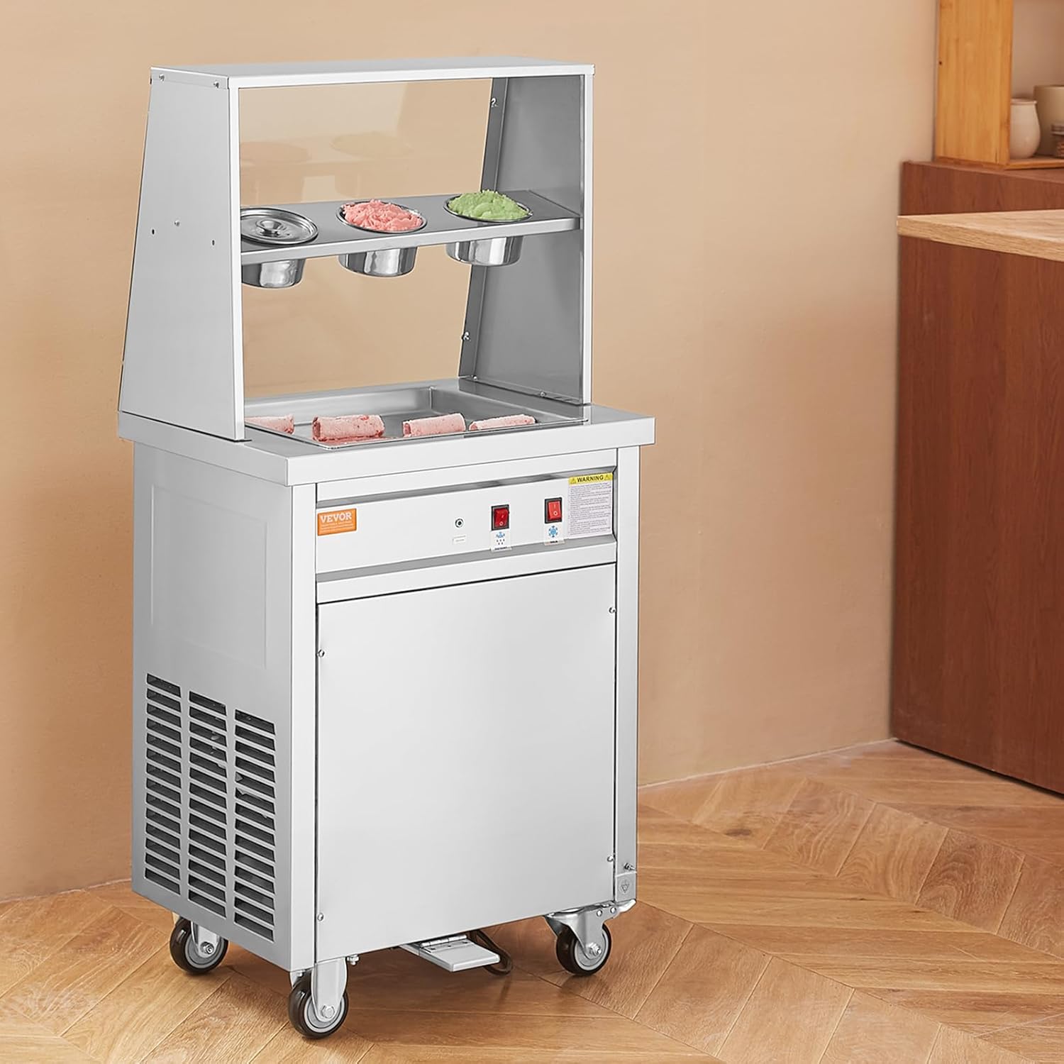 Eismaschine zum Frittieren Eisbereiter von Eisrollen quadratische 14 x 14 Zoll große Pfanne – Thumbnail 12