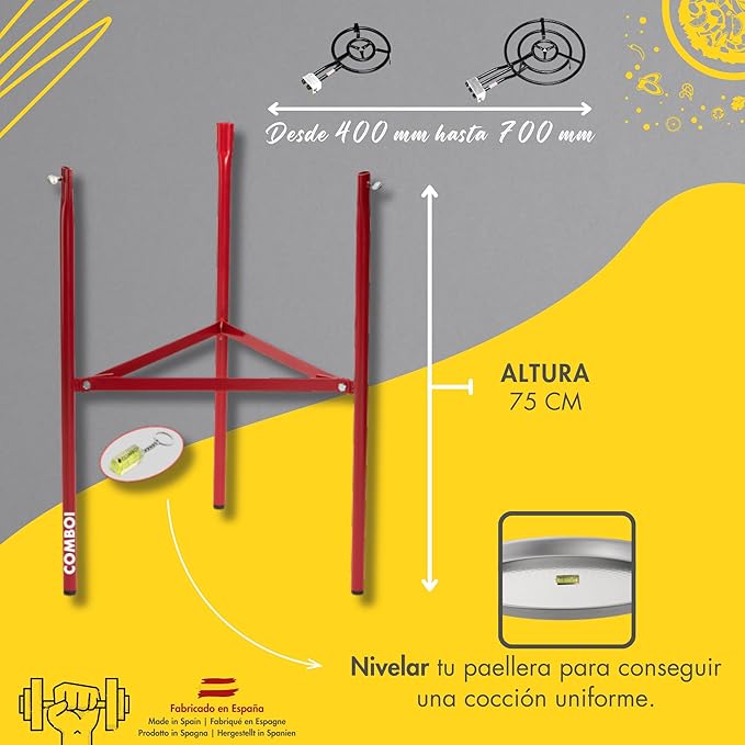 Paella-Set Paella-Brenner-Set Butangas 70 cm Paella-Pfanne 90 cm Gasregler Schlauchhalterung – 5