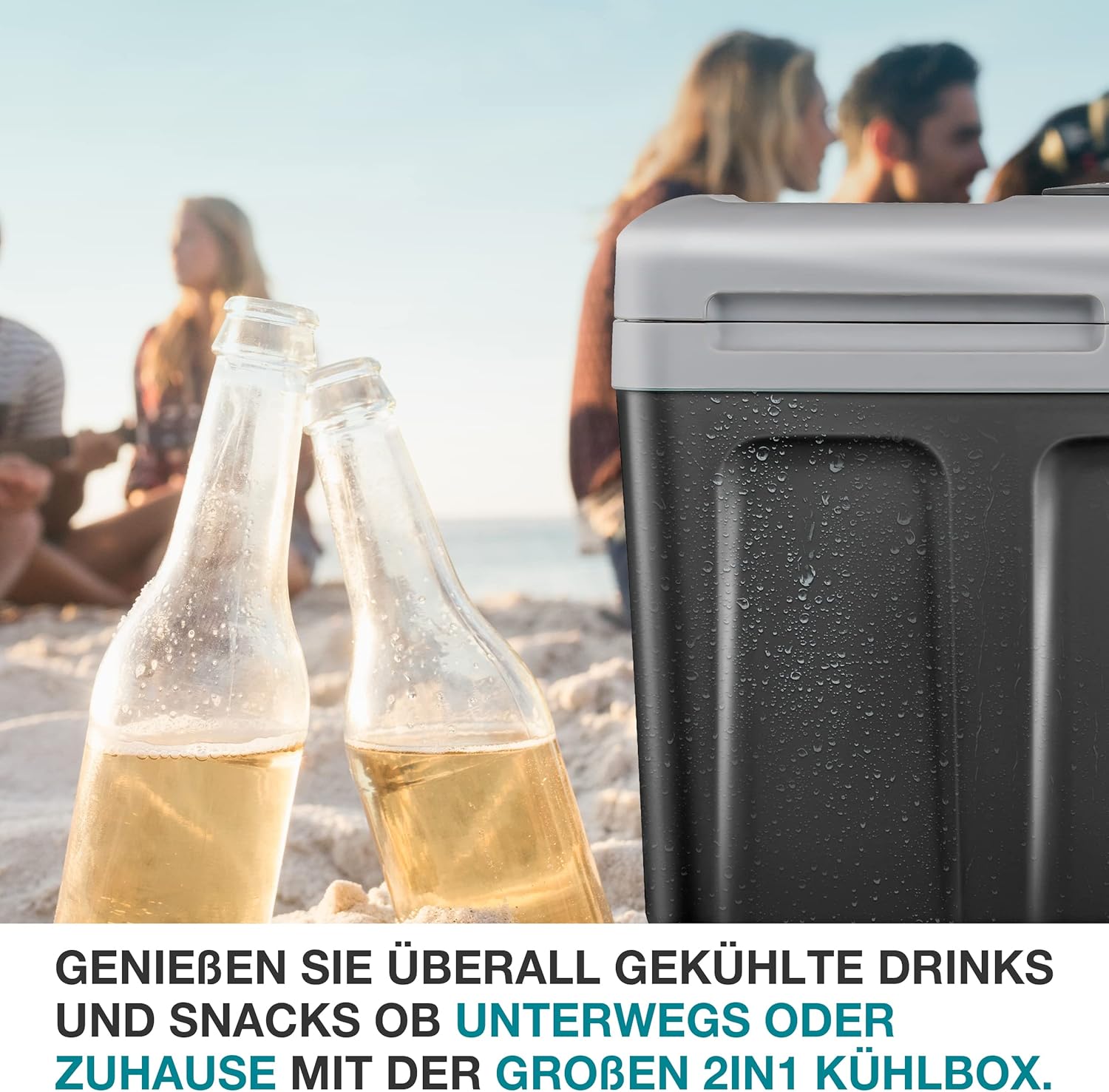 Kühlbox 40L mit Kühl- und Heizfunktion elektrische Kühlbox mit Rollen 230V & 12V Stromanschluss für  – Thumbnail 7