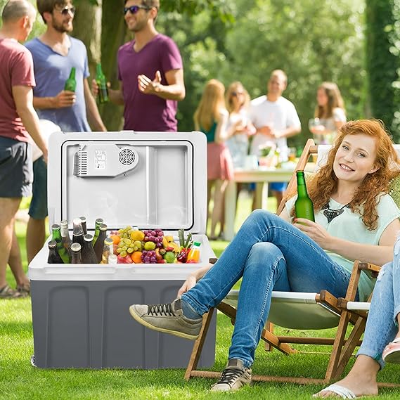 Kühlbox 48 L mit Rollen tragbarer Mini Kühlschrank 12V 220V thermoelektrische Kühlbox kühlen+wärmen – 3