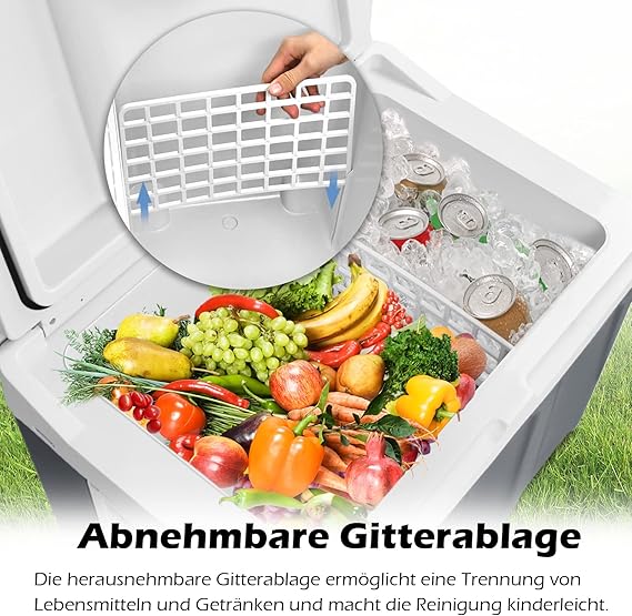 Kühlbox 48 L mit Rollen tragbarer Mini Kühlschrank 12V 220V thermoelektrische Kühlbox kühlen+wärmen – Thumbnail 9