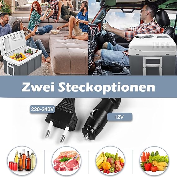 Kühlbox 48 L mit Rollen tragbarer Mini Kühlschrank 12V 220V thermoelektrische Kühlbox kühlen+wärmen – Thumbnail 11