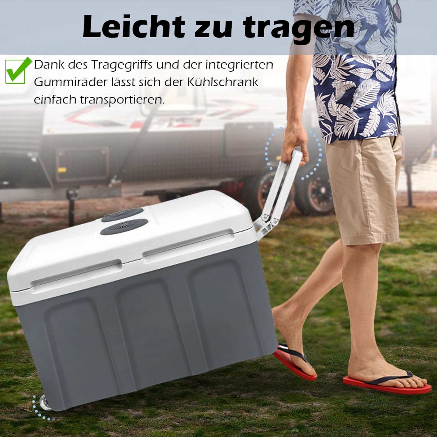 Kühlbox 48 L mit Rollen tragbarer Mini Kühlschrank 12V 220V thermoelektrische Kühlbox kühlen+wärmen – Thumbnail 14