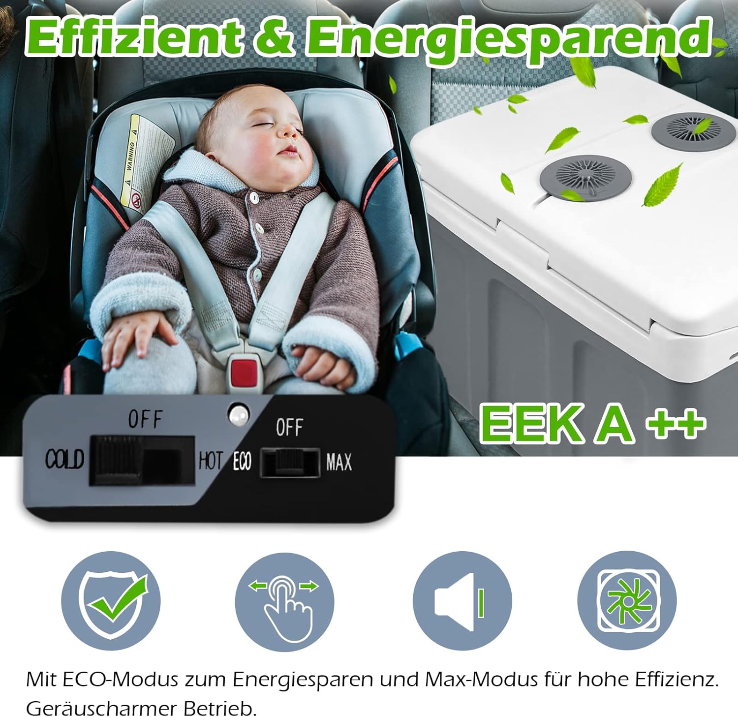 Kühlbox 48 L mit Rollen tragbarer Mini Kühlschrank 12V 220V thermoelektrische Kühlbox kühlen+wärmen – Thumbnail 17