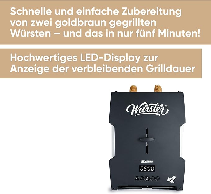 Wurstbräter Wurstgrill Wurstmaschine Wurstmaker schwarz abnehmbare Wurstablage [Energieklasse B] – 3