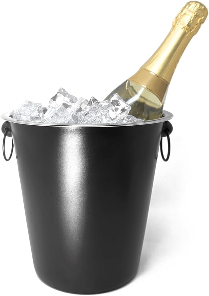 Weinkühler Sektkühler Eiswürfelbehälter edles glattes schwarzes Design zum Kühlen von Sekt Wein