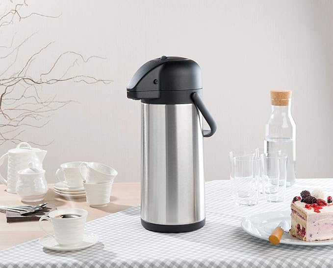 Isolierkanne Pumpkanne 2er-Set Pump-Vakuumisolierkanne Kaffeekanne doppelwandig mit Pumpsystem 2x3L – 3