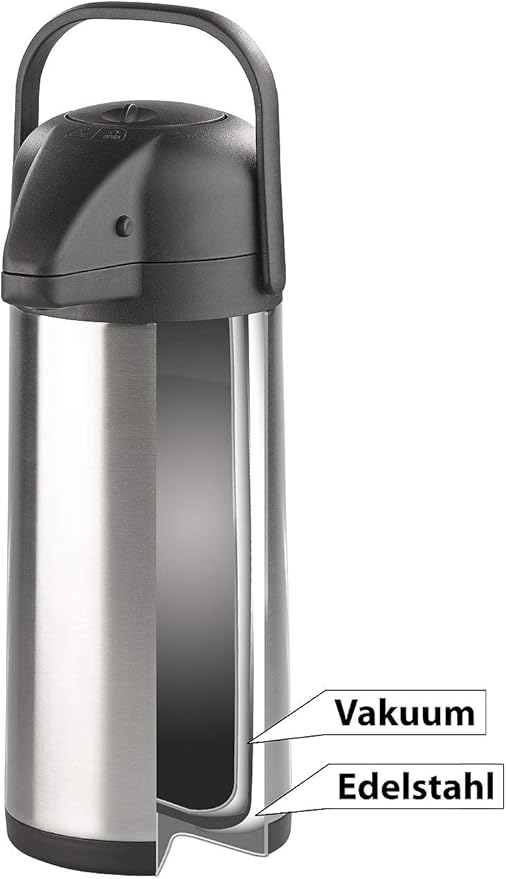 Isolierkanne Pumpkanne 2er-Set Pump-Vakuumisolierkanne Kaffeekanne doppelwandig mit Pumpsystem 2x3L – 5