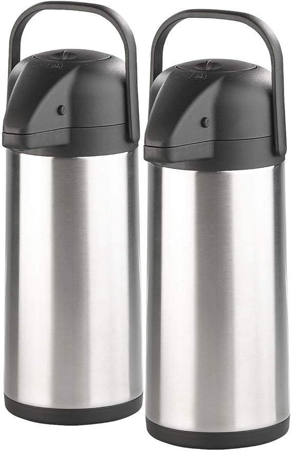 Isolierkanne Pumpkanne 2er-Set Pump-Vakuumisolierkanne Kaffeekanne doppelwandig mit Pumpsystem 2x3L