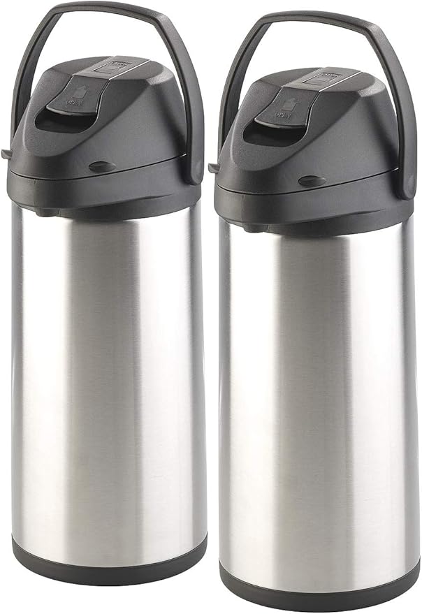 Vakuumisolierkanne 2 x 5 L Isolierkanne Pumpkanne 2er-Set Kaffeekanne doppelwandig mit Pumpsystem