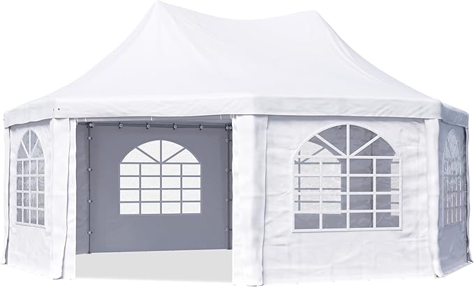 Pagodenzelt Pavillon Partyzelt Hochzeitszelt schneller einfacher Aufbau Fenstern robuste PVC-Plane – Thumbnail 7
