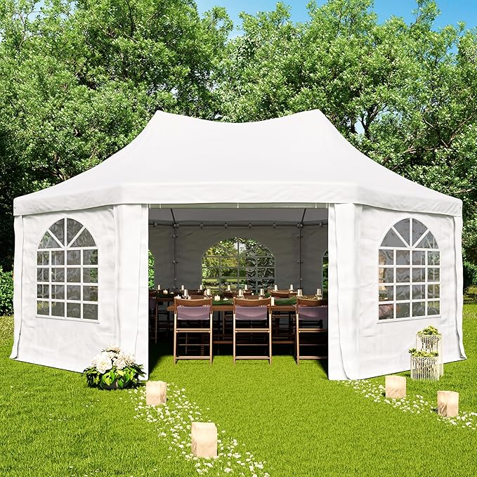 Pagodenzelt Pavillon Partyzelt Hochzeitszelt schneller einfacher Aufbau Fenstern robuste PVC-Plane