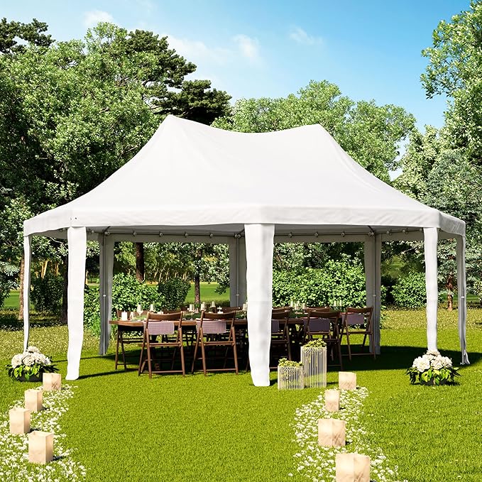 Pagodenzelt Pavillon Partyzelt Hochzeitszelt schneller einfacher Aufbau Fenstern robuste PVC-Plane – Thumbnail 8