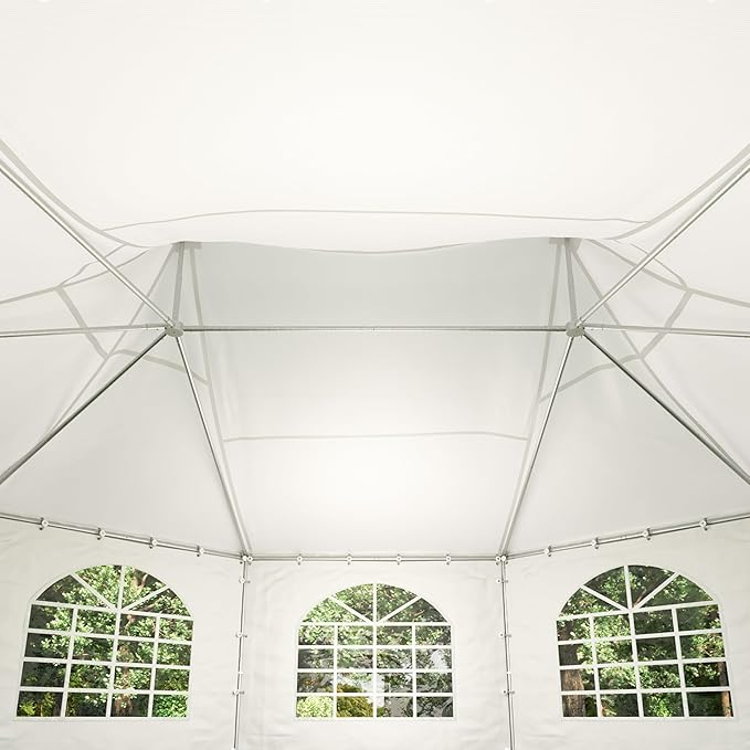 Pagodenzelt Pavillon Partyzelt Hochzeitszelt schneller einfacher Aufbau Fenstern robuste PVC-Plane – Thumbnail 9