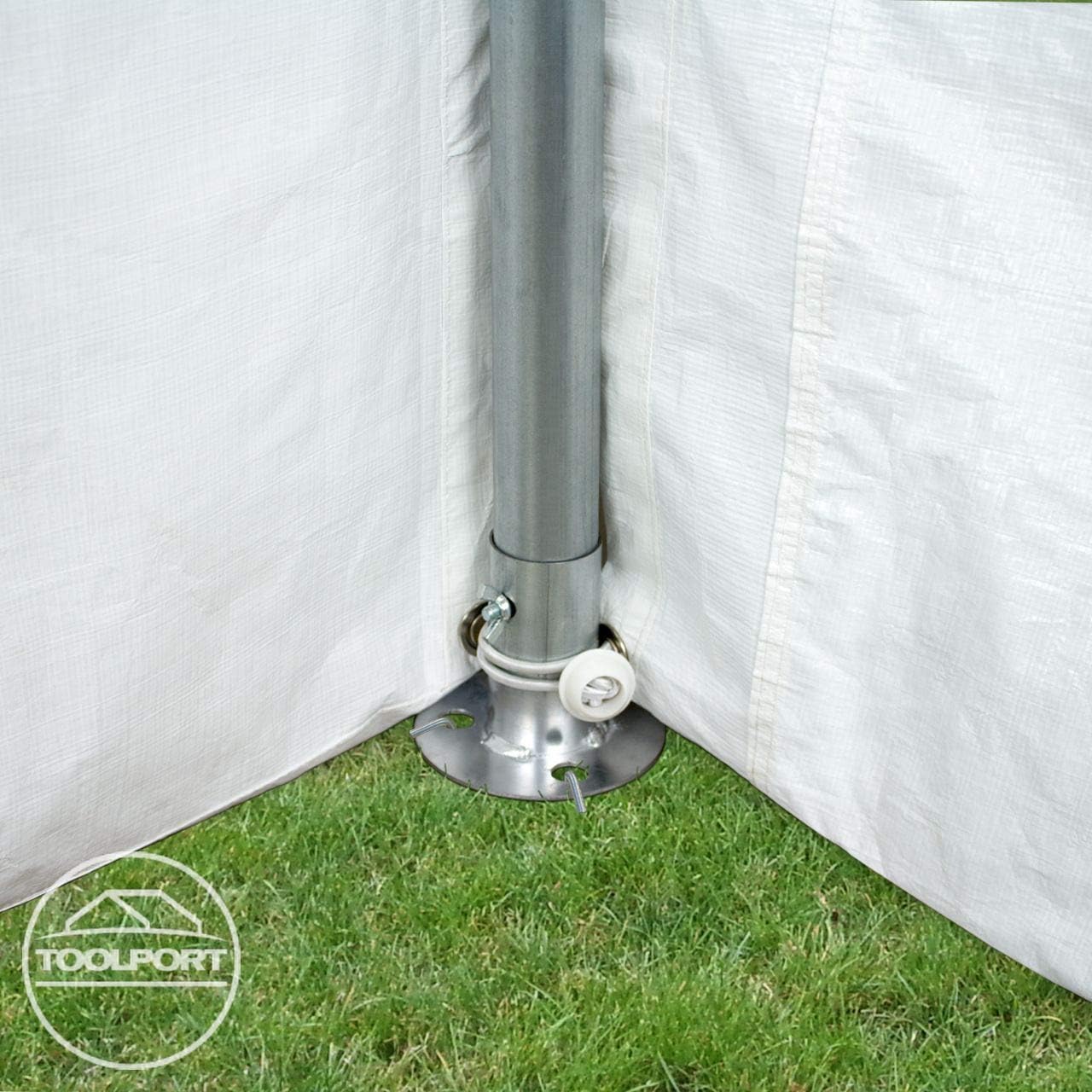 Bierzelt Partyzelt Pavillonzelt Festzelt Gartenzelt PE-Plane 450N wasserdicht grau/weiß 40 - 72 qm – Thumbnail 6