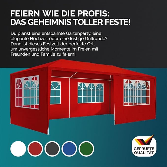 Festzelt 3 x 6 Festivalzelt Partyzelt Gartenzelt Pavillon UV-Schutz 18 m² Dachösen Fenster – 4