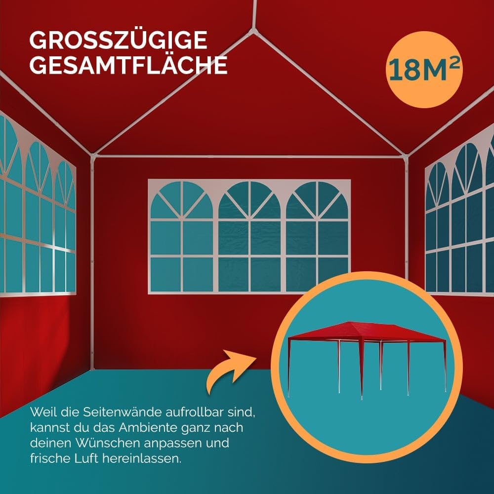 Festzelt 3 x 6 Festivalzelt Partyzelt Gartenzelt Pavillon UV-Schutz 18 m² Dachösen Fenster – Thumbnail 8
