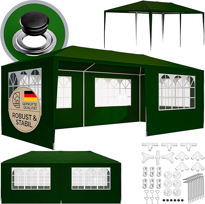 Festzelt 3 x 6 Festivalzelt Partyzelt Gartenzelt Pavillon UV-Schutz 18 m² Dachösen Fenster