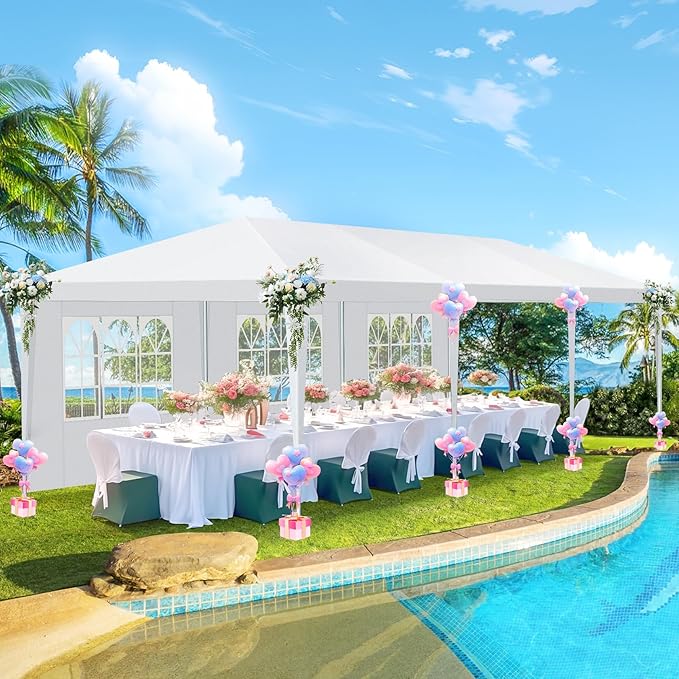 Pavillon 3 x 9 m Partyzelt Pavillon wasserdicht winterfest 8 abnehmbaren Wänden Gartenpavillon