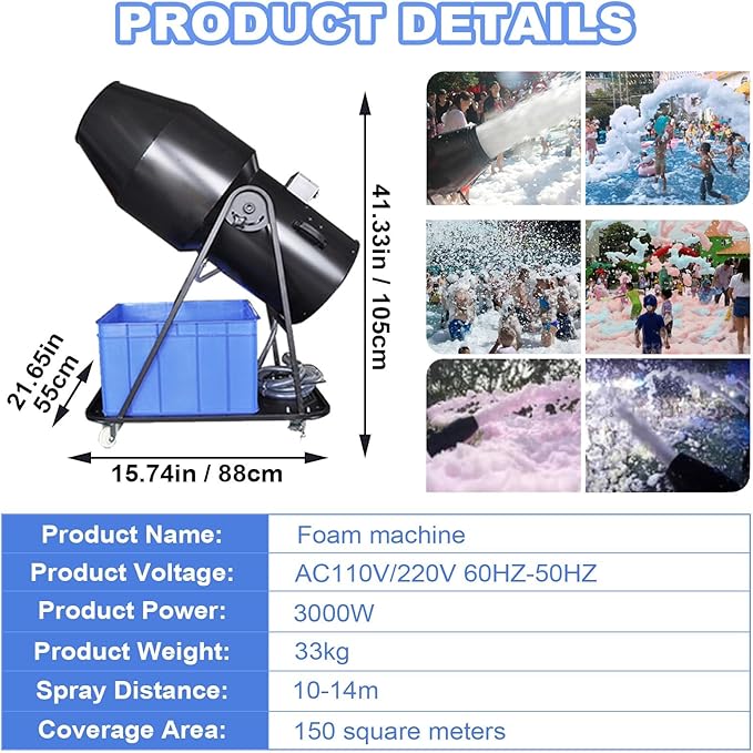 Party-Schaummaschine Schaummaschine 3000 Watt 10 – 14 m für Partys Bühnenschaummaschine – Thumbnail 7