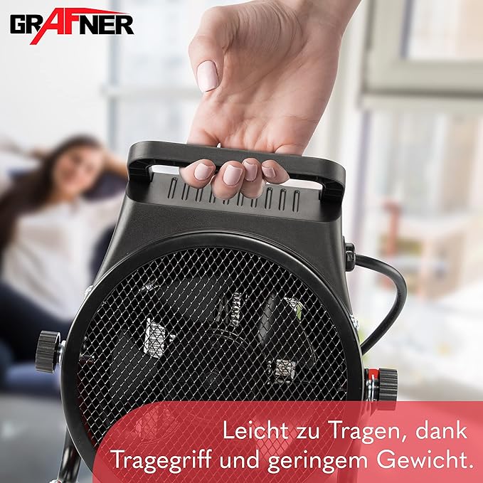 Stromheizung Elektroheizung Elektroheizer Zeltheizung Heizlüfter mit 2000 Watt 2 KW 3 Heizstufen  – Thumbnail 7