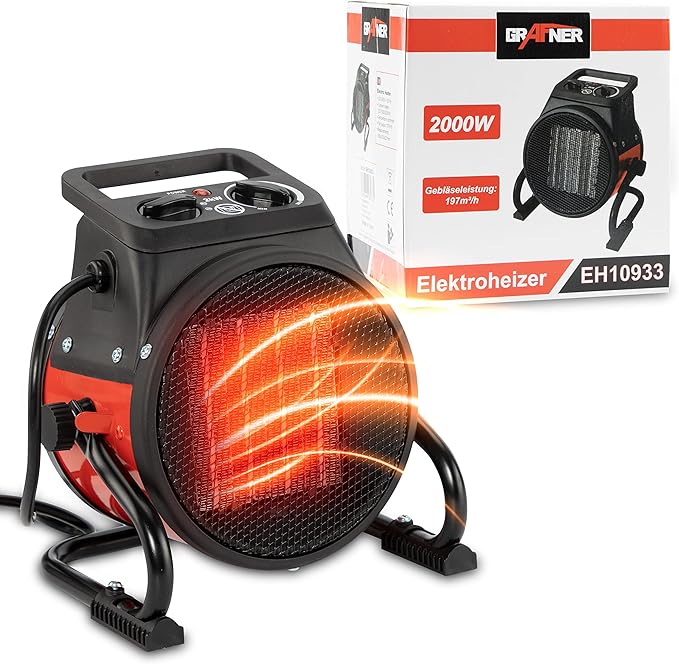 Stromheizung Elektroheizung Elektroheizer Zeltheizung Heizlüfter mit 2000 Watt 2 KW 3 Heizstufen  – 2