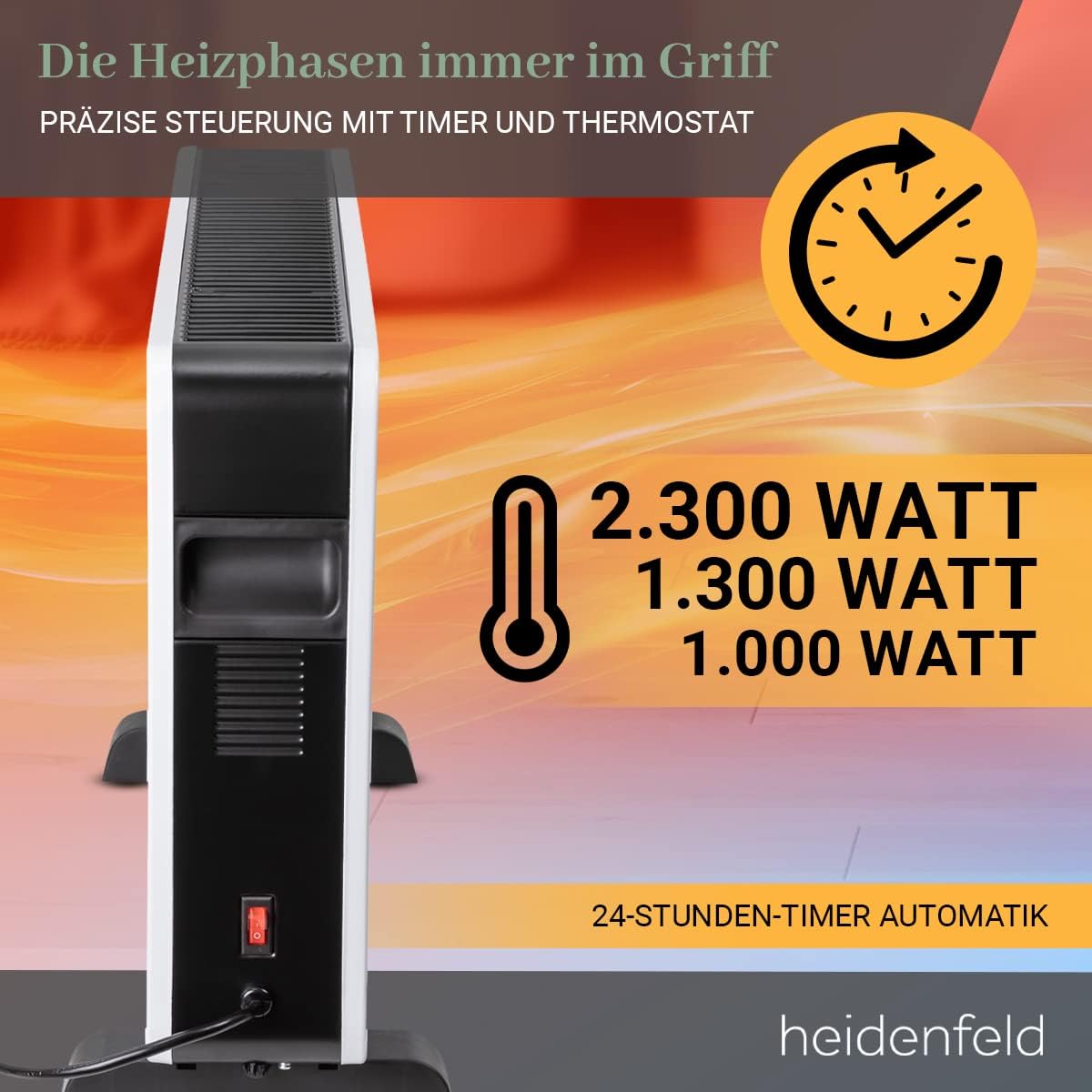 Elektroheizung Camping Heizkörper Standheizung Konvektorheizung 2300 Watt Fernbedienung bis 80 m² – Thumbnail 7